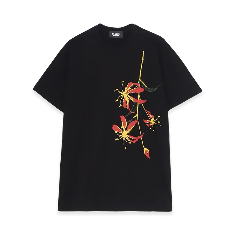 WILDSIDE YOHJI YAMAMOTO Red Flower T-Shirt "Black"
