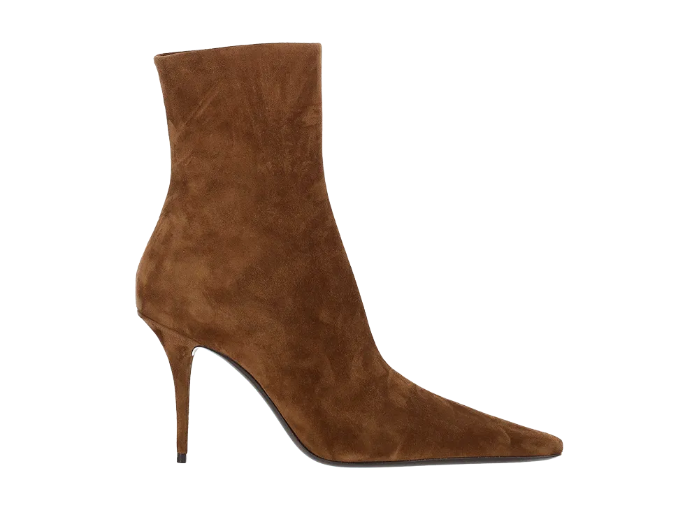 Saint Laurent Women's Suede Ashley Ankle Boots "Brown"