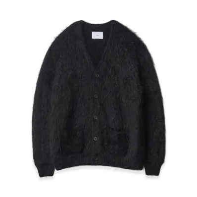 ssstein Kid Mohair Knit V Neck Cardigan "Black"