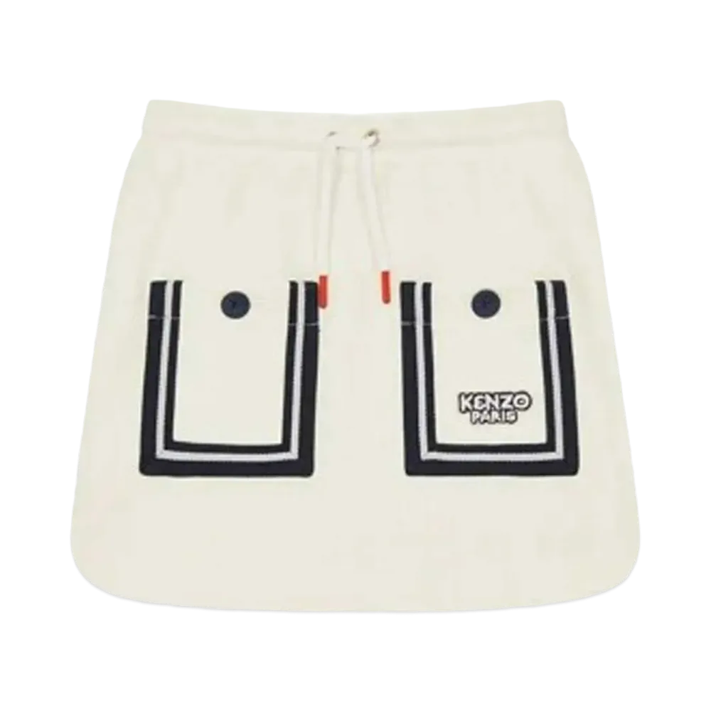 KENZO 'SAILOR' Honeycomb Embroidery Skirt "White"