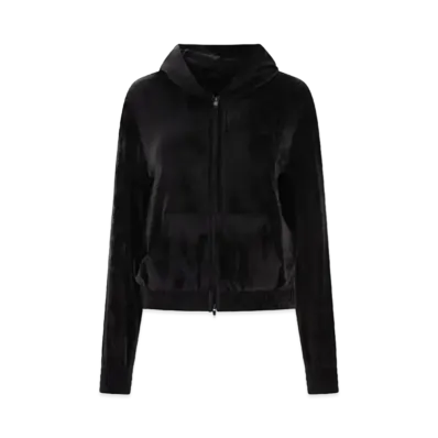 BALENCIAGA Women's BB Paris Strass Zip Up Hoodie Fit "Black"