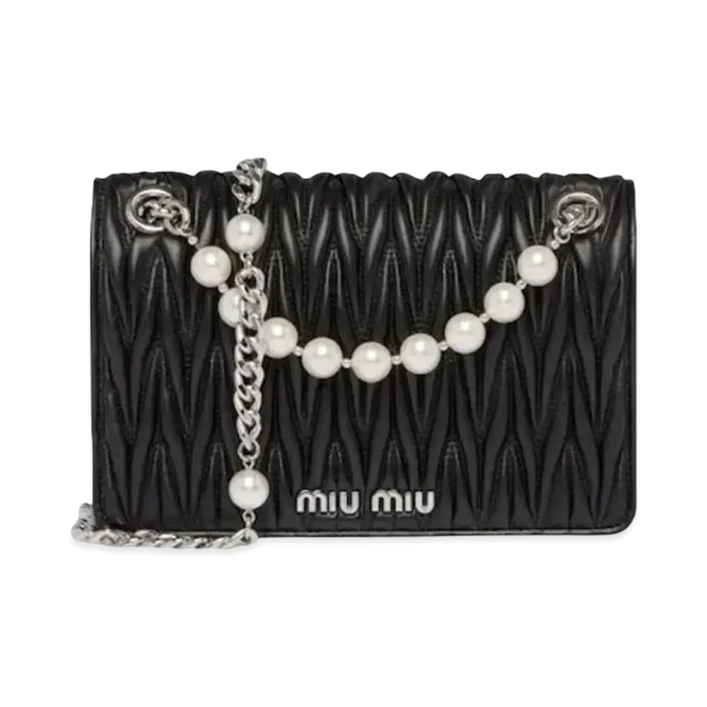 MIU MIU Materassenapa Leather Mini Bag "Black"