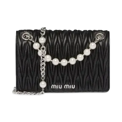 MIU MIU Materassenapa Leather Mini Bag "Black"