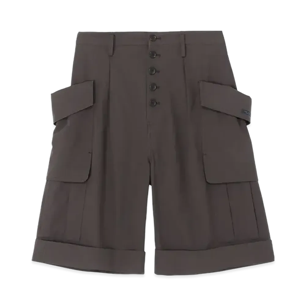 Yohji Yamamoto S High-Twisted Gabardine Short Cargo Pants "Dark Gray"