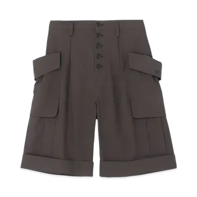 Yohji Yamamoto S High-Twisted Gabardine Short Cargo Pants "Dark Gray"