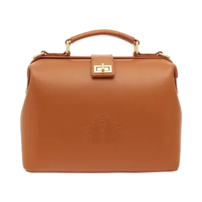 STARBUCKS 2-Way Leather Cafe Bag "Brown"