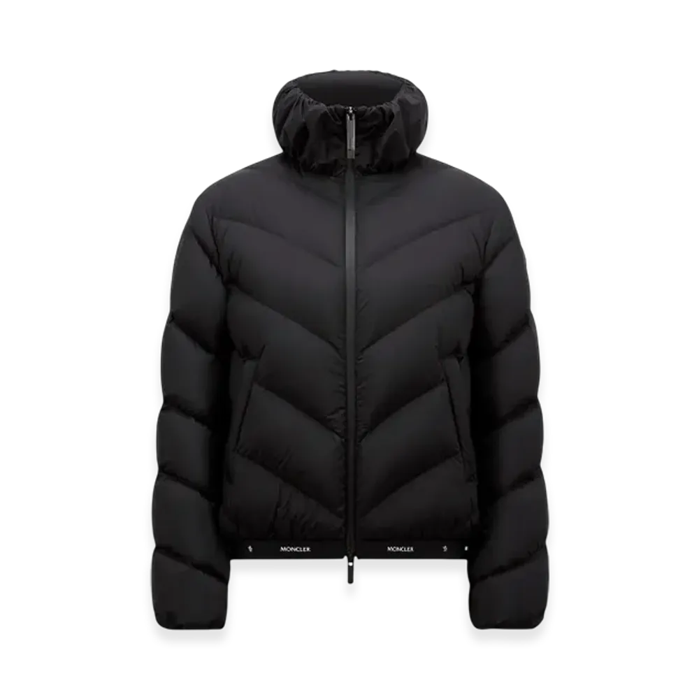 MONCLER Grignan Diagonal-Quilted Short Down Jacket "Black"