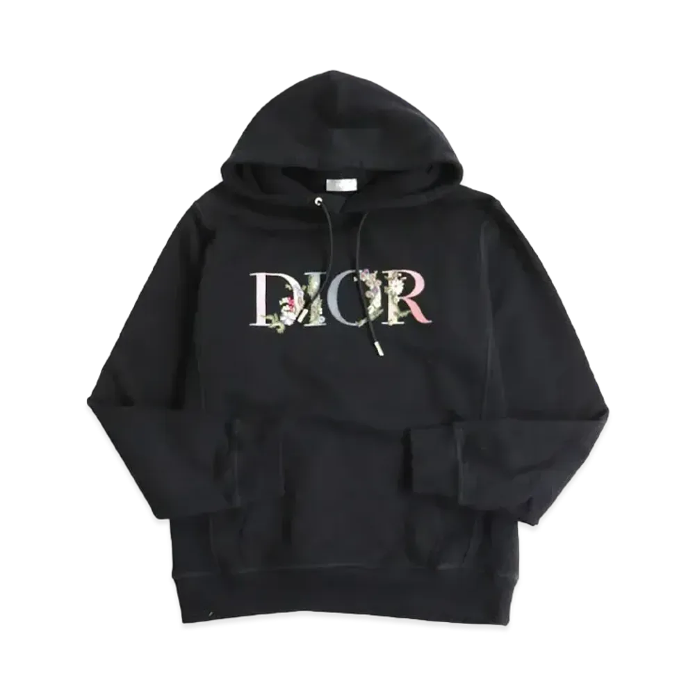 Dior Flowers Logo Embroidery Hoodie "Black"
