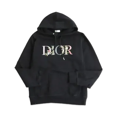 Dior Flowers Logo Embroidery Hoodie "Black"