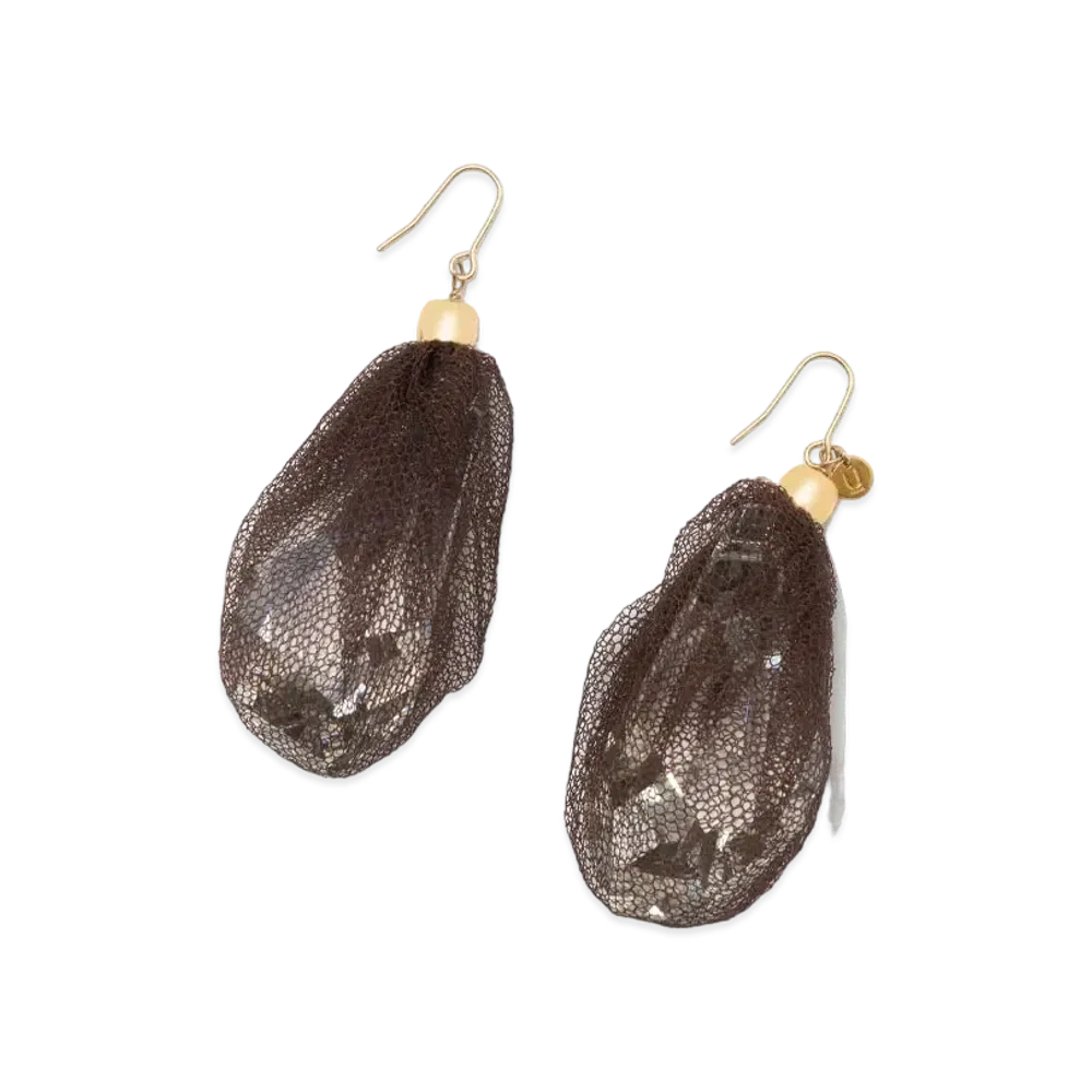 UNDERCOVER Silk Tulle Swarovski Pierce "Brown"