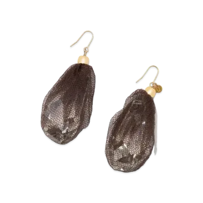 UNDERCOVER Silk Tulle Swarovski Pierce "Brown"