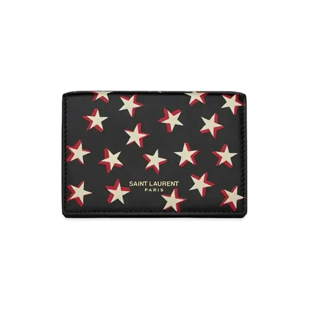 Saint Laurent Star Print Tiny Wallet "Black"