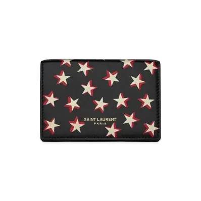 Saint Laurent Star Print Tiny Wallet "Black"