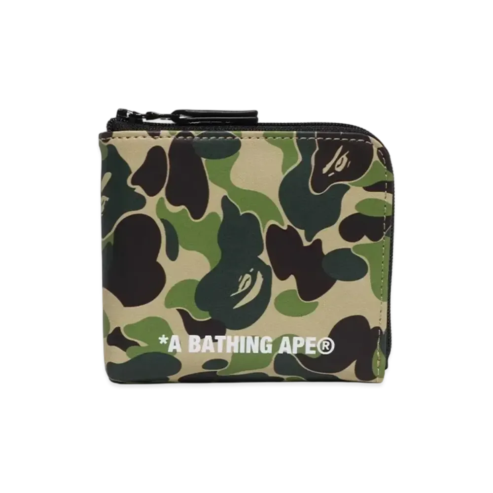 A BATHING APE ABC Camo Mini Zipped Wallet "Green"