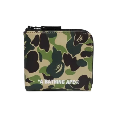 A BATHING APE ABC Camo Mini Zipped Wallet "Green"