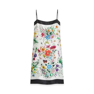 GUCCI Women's Printed Silk Twill Dress "White"