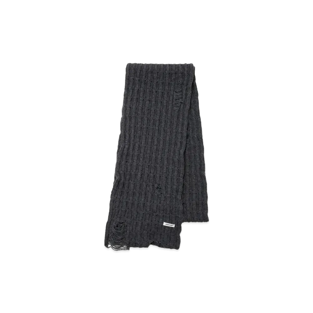 UNDERCOVER Wool Nylon Cable Knit Scarf "T.Charcoal"