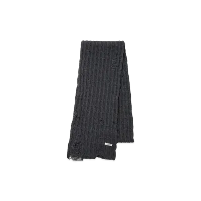 UNDERCOVER Wool Nylon Cable Knit Scarf "T.Charcoal"