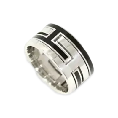 Hermes Move H Ring "Silver/Black"