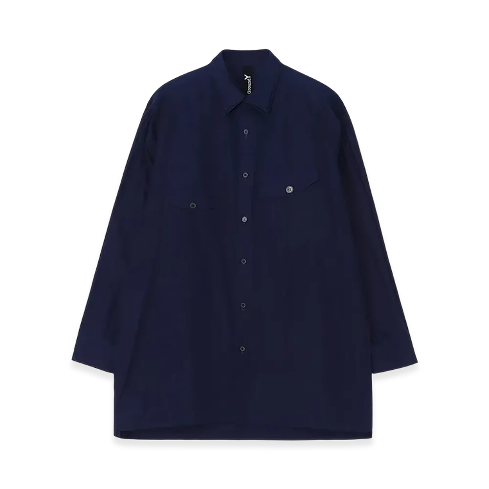 Ground Y Cotton Broad Double Collar Slanted Pocket Shirt "Black"