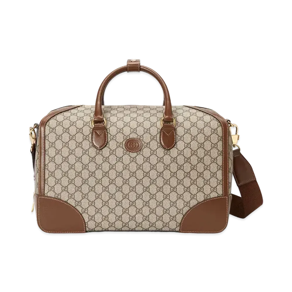 GUCCI Interlocking G Duffel Bag GG Supreme "Beige/Ebony"