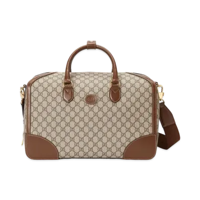 GUCCI Interlocking G Duffel Bag GG Supreme "Beige/Ebony"