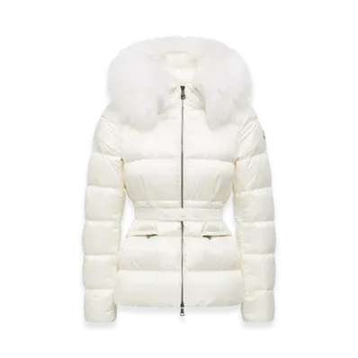 MONCLER Boed Hooded Shearling-Trimmed Short Down Jacket "White"