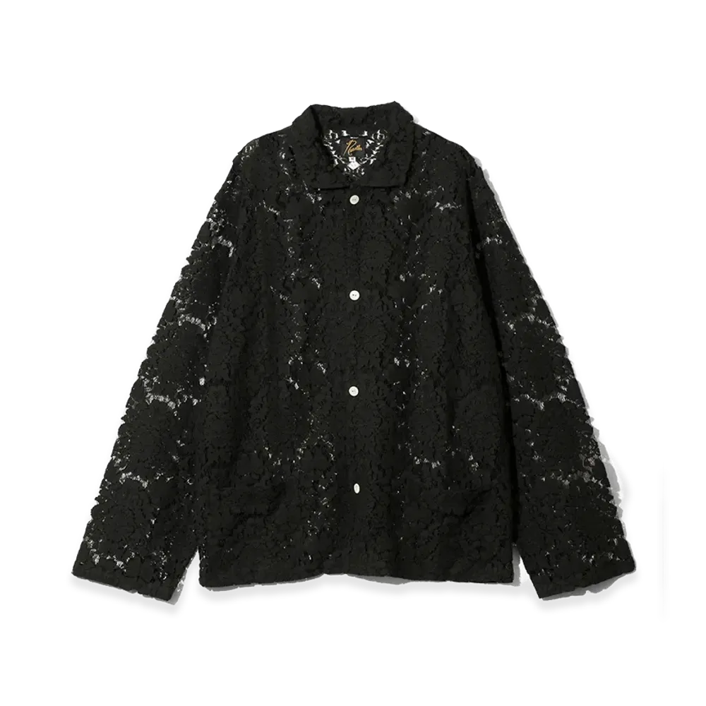 NEEDLES Widespread Collar Shirt - Raschel Lace "Black"