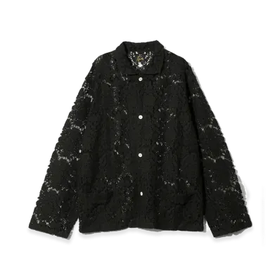 NEEDLES Widespread Collar Shirt - Raschel Lace "Black"