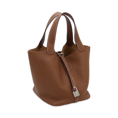 Hermes Women's Picotin Lock MM 22 Taurillon Clemence Handbag "Gold"