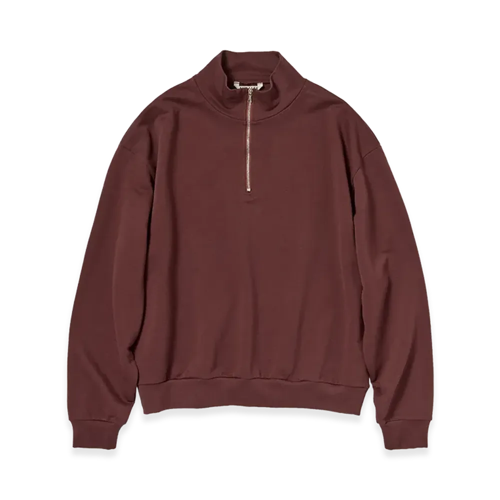 AURALEE Women's Super High Gauge Sweat Half Zip P/O "Burgundy"