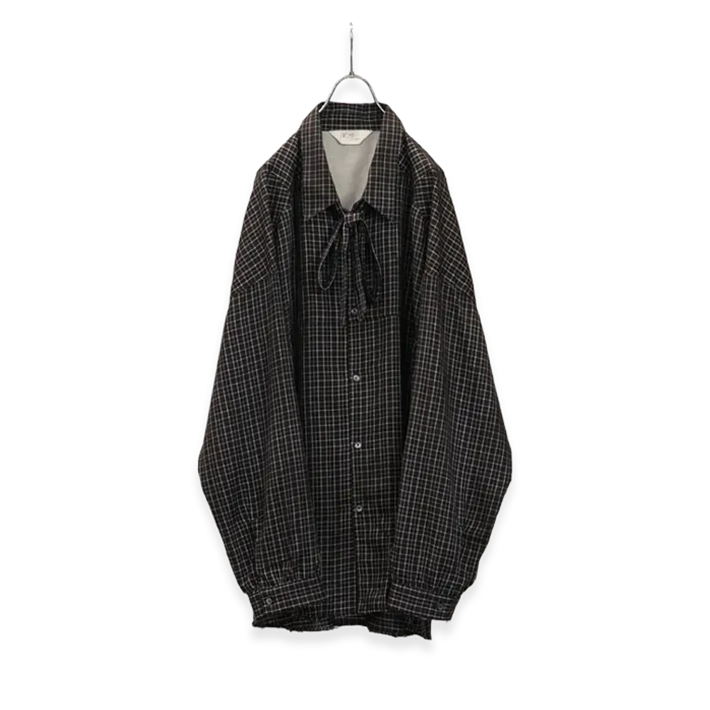 ANCELLM Bow-Tie Check Shirt "Navy"