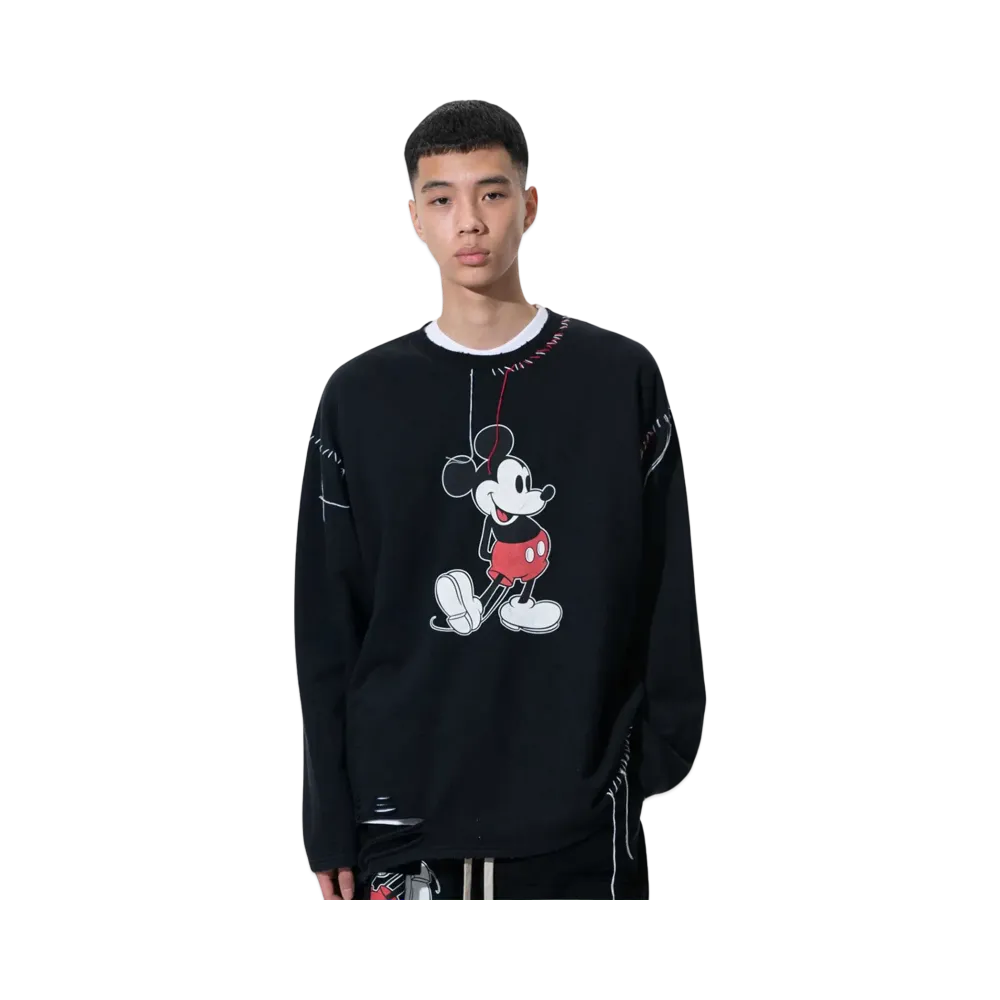 DISCOVERED < Mickey > Looping Damage Cutsewn "BLACK"