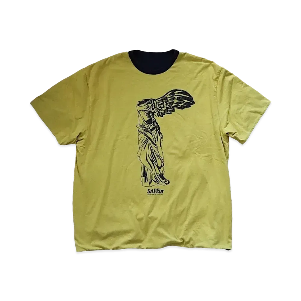 SAPEur Next Stop Is Tokyo Limited Reversible T-Shirt "Yellow/Navy"