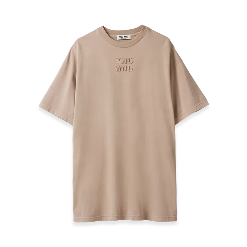MIU MIU Garment-Dyed Jersey Dress "Albino White"