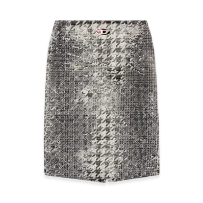 Diesel De-Rathian-Fsh Midi Skirt In Prince of Wales Jacquard Denim "Black/White"