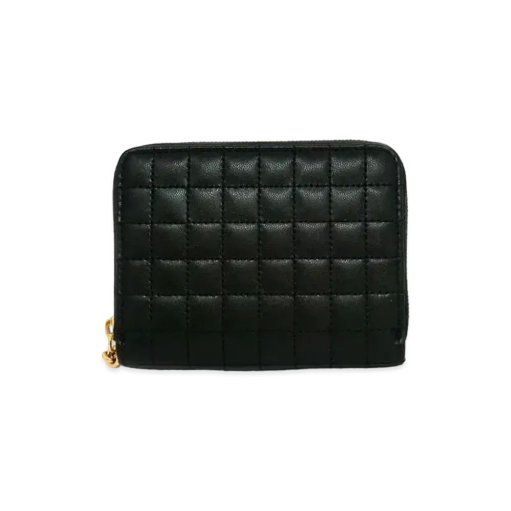 CELINE C charm Quilted Compact Zipped Wallet "Black"
