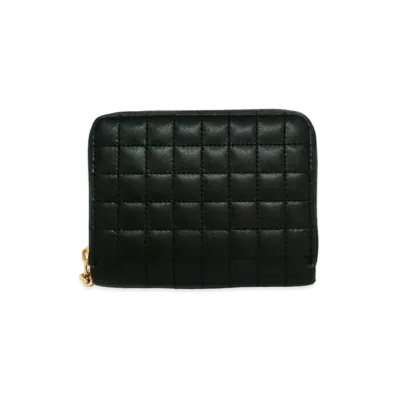 CELINE C charm Quilted Compact Zipped Wallet "Black"