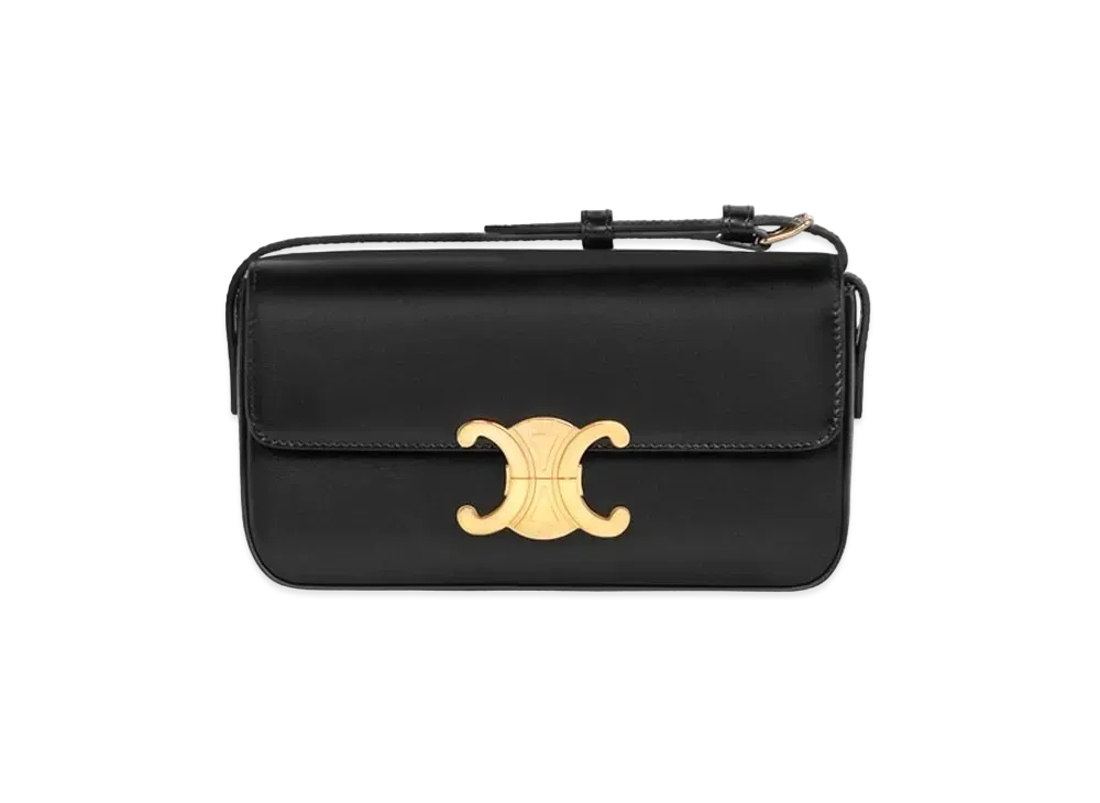 CELINE Chain Shoulder Bag Triomphe In Shiny Calfskin "Black"