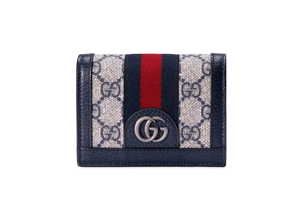 グッチ オフィディア GG カードケース ウォレット スプリーム キャンバス "ベージュ/ブルー" 523155 96IWN 4076