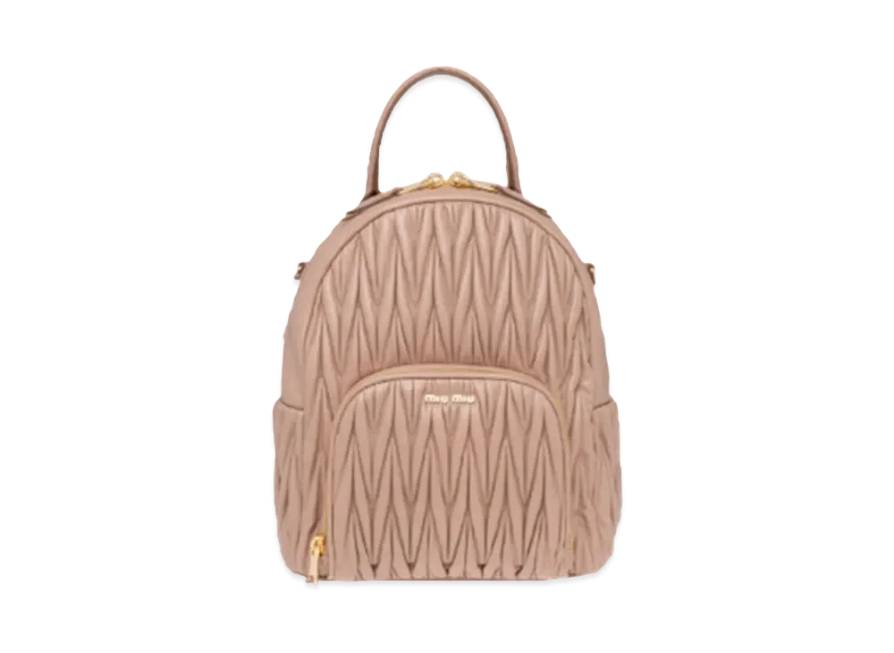 MIU MIU Materasse Leather Backpack "Beige Pink"