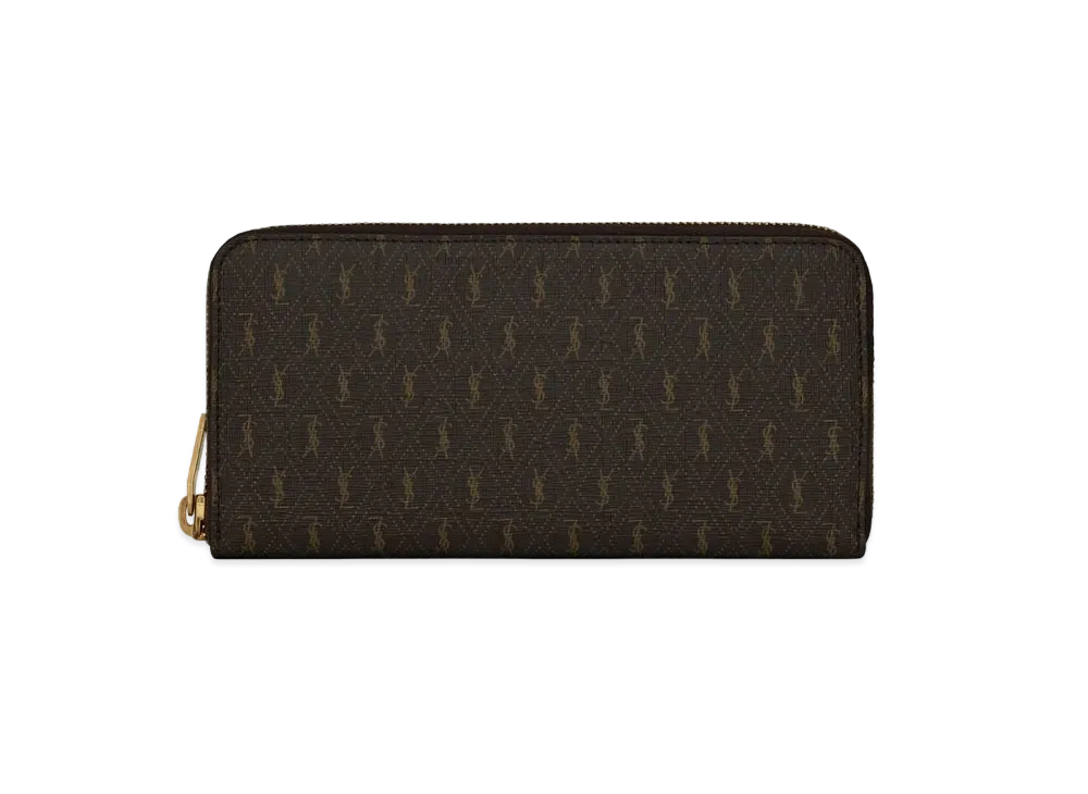 SAINT LAURENT Le Monogramme Zip-Around Wallet In Saint Laurent Monogram Canvas "Chestnut"