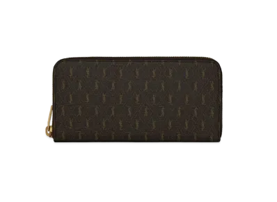 SAINT LAURENT Le Monogramme Zip-Around Wallet In Saint Laurent Monogram Canvas "Chestnut"