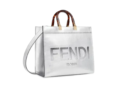FENDI Fendi Sunshine Medium Laminate Leather Shopper "Silver"