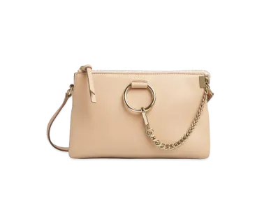 Chloe Small Faye Soft Zipped Shoulder Bag In Supple Lambskin "Beige"