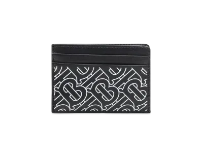 BURBERRY Monogram Printed Leather Card Case "Black/White"