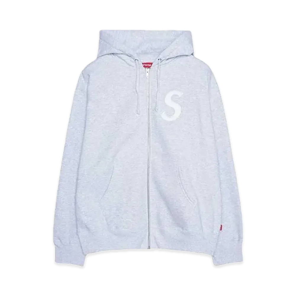 Supreme S Logo Zip Up Hooded Sweatshirt "Ash Grey" (FW24)