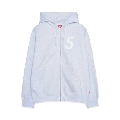 Supreme S Logo Zip Up Hooded Sweatshirt "Ash Grey" (FW24)