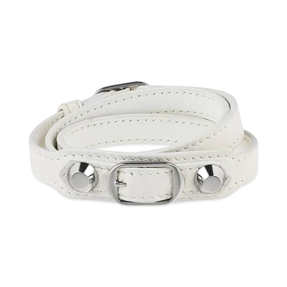 BALENCIAGA City Triple Bracelet "Optic White/Shiny Silver"