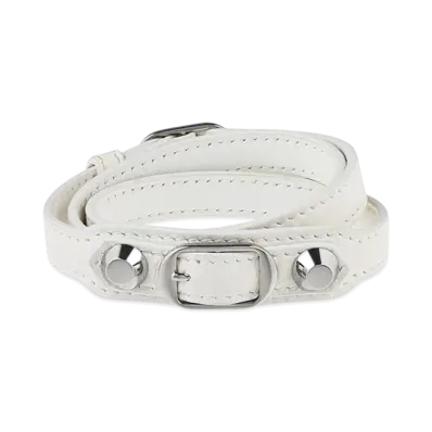 BALENCIAGA City Triple Bracelet "Optic White/Shiny Silver"